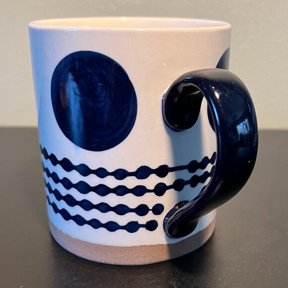 POTTER'S STUDIO White Ceramic Mug with Large Indigo Cobalt Blue Polka Dots - Picture 4 of 7